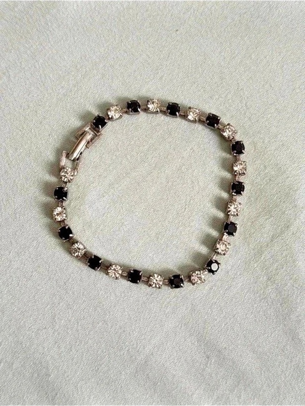 Crystal Accent Bracelet in Black & Silver Like New